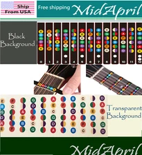 Guitar Fretboard Note Decal Finger Board Musical Scale Sticker Black transparent