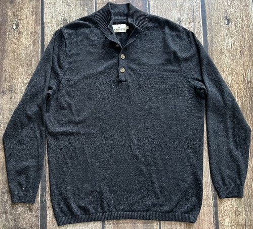 THE NORMAL BRAND HENLEY PULLOVER SWEATER CHARCOAL GRAY MENS XL EXCELLENT - Picture 2 of 9