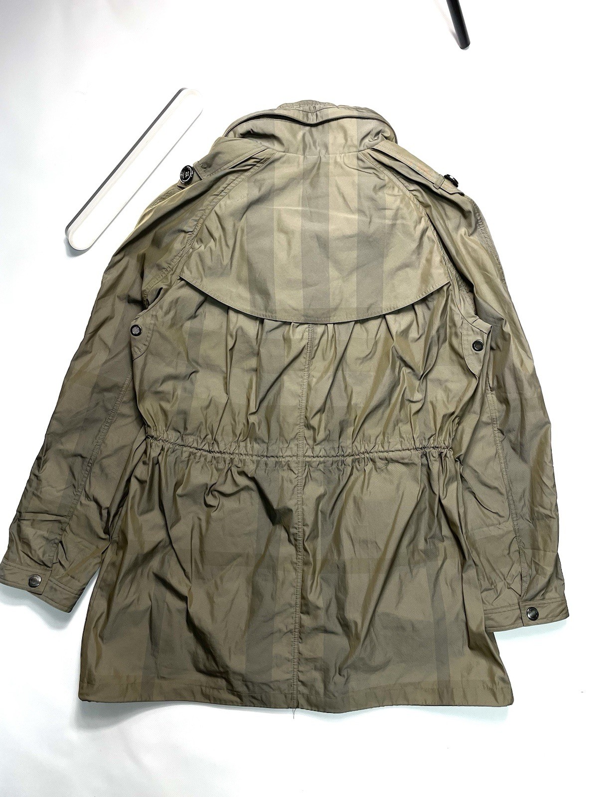 Women's BURBERRY BRIT Checked Jacket Parka Hooded Brown checkered RARE US12 ~M/L image 10