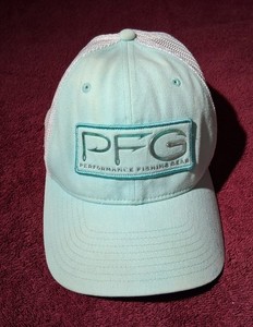 Columbia PFG Trucker Hat Mint Green Mesh Flexfit Performance Fishing Gear Cap