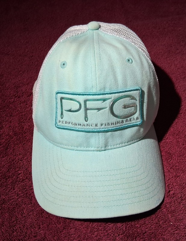 Columbia PFG Trucker Hat Mint Green Mesh Flexfit Performance Fishing Gear Cap
