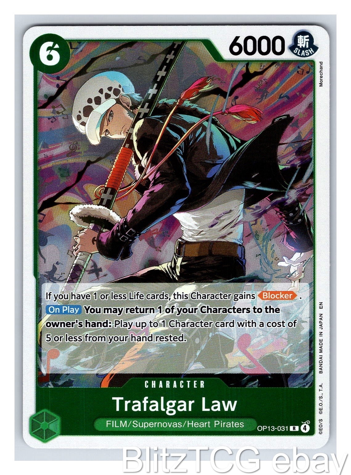 Trafalgar Law OP13 OP13-031 Carrying On His Will One Piece Rare Foil NM/M