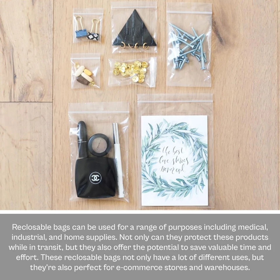 9x12 Bags Clear 2mil 10000 Reclosable White Block Poly Bag 9"x12" 2 Mil Baggies - Image 3 of 4