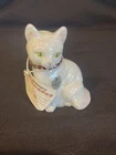Fenton Signed Birthstone Cat Figurine, January With Tags