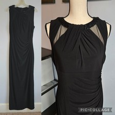 Lauren Ralph Lauren Black Beaded Maxi/Floor Dress 14 Prom Glam Formal Old Money