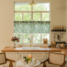 Boho Linen Short Curtains Valance for Bedroom Cafe, Bohemian Semi Sheer Tassles
