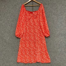 NEW Savel Dress Womens Size 16 Red Floral Long Sleeve Midi Lined Zip 12418