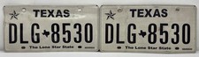 TEXAS LONE STAR STATE LICENSE PLATE MATCHING PAIR WHITE BLACK EXPIRATION 1999