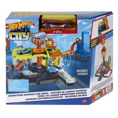 Hot Wheels City Downtown Express Car Wash with 1:64 Scale Toy Car