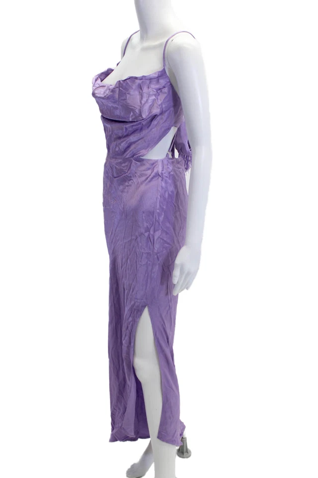 Maxi Vestido Sin Mangas Michael Costello X Revolve Mujer Púrpura Corbata Viscosa Talla S Foto 2 de 4