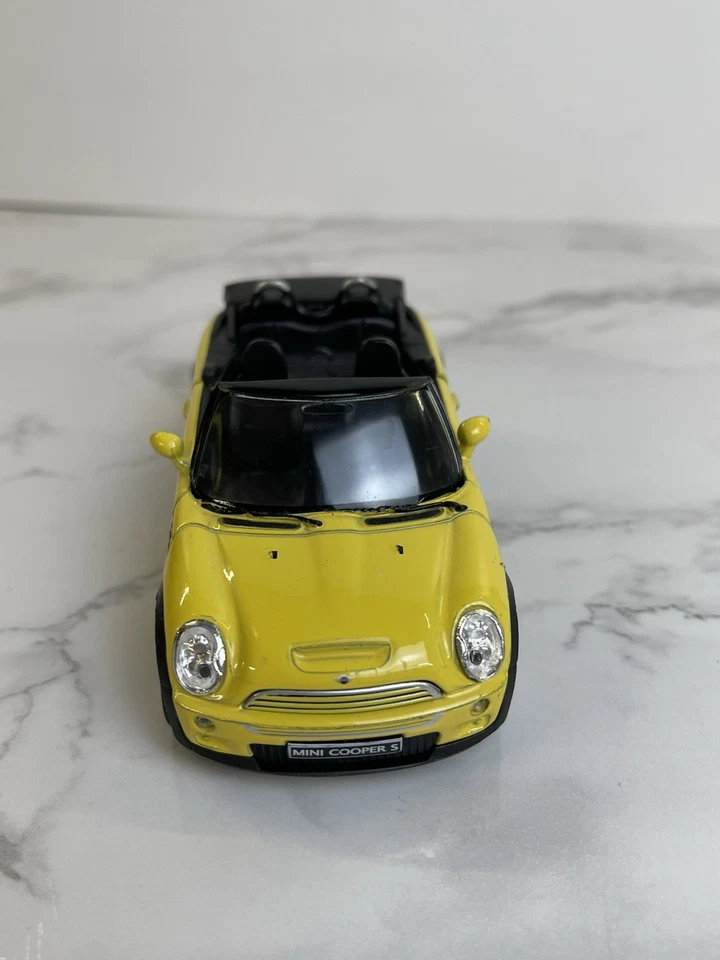 Mini Cooper S Convertible In Yellow Diecast 1:28 Scale By Kinsmart - Image 2 of 4