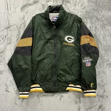 Vintage Green Bay Packers Pro Player NFL Football Windbreaker  Jacket Mens L