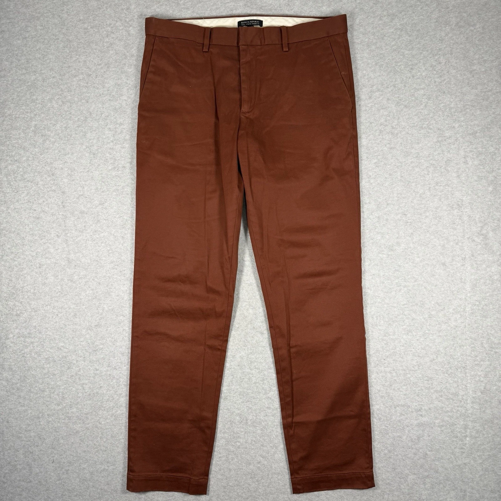 Banana Republic Men's Mason Athletic Tapered Fit Pants 34x32 Chino Rust Brown