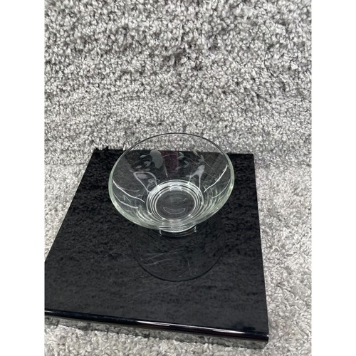 Princess House Clear Glass Etched Floral Design Condiment Mayonnaise Sauce Bowl - Picture 10 of 12