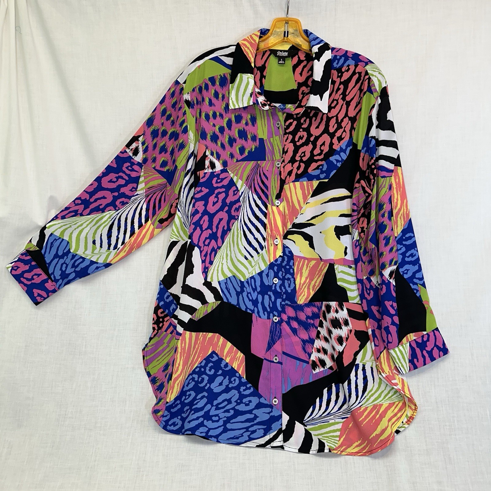 Slim Factor L Colorful Abstract Patchwork Tunic B… - image 1