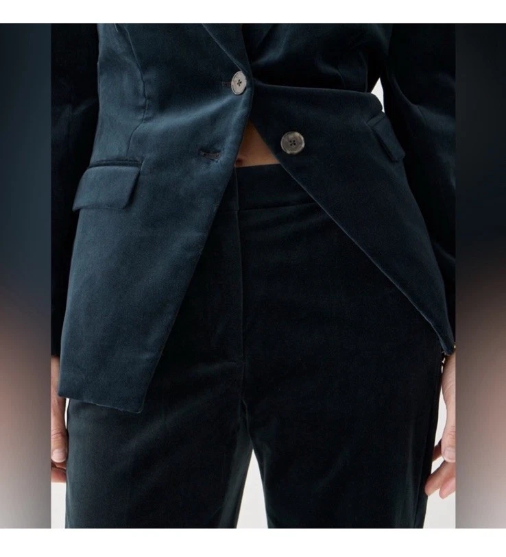 Calça feminina J.Crew Kate perna reta elástica verde veludo tamanho 6 - Imagem 3 de 4