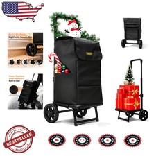 Durable 2-in-1 Shopping Trolley Dolly, 330LB Max Load, 57L Waterproof Oxford Bag