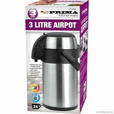 Image of 3L Stainless Steel Pump Action Airpot Vacuum Flask Thermos Jug Hot & Cold UK