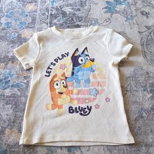 Bluey Graphic Print Cartoon Crew Neck Short Sleeve Pullover T-Shirt White 4T