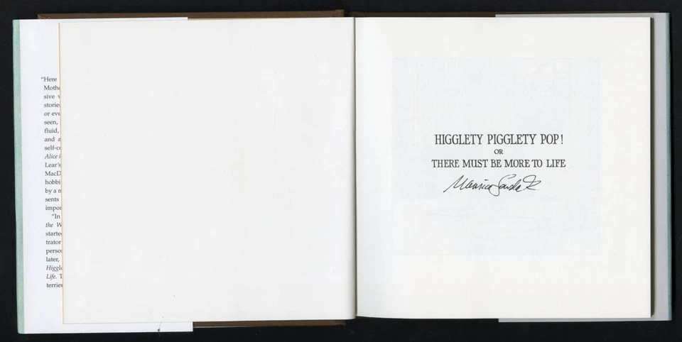 Maurice Sendak SIGNED AUTOGRAPHED Higglety Pigglety Pop! or There... HC NEW Con. — 第 3/4 张图片