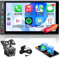 Double Din Car Stereo with Wireless Carplay and Android Auto - 7 Inch Touchsc...
