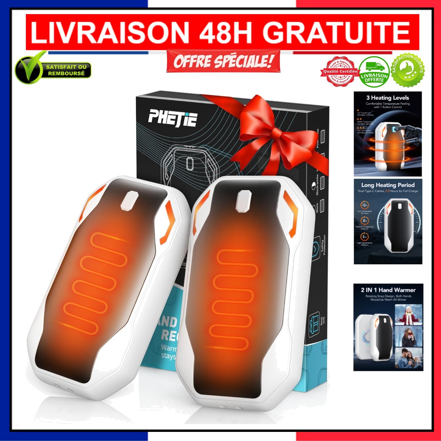 Chauffe-mains rechargeable Phejie contre les mains froides au bureau