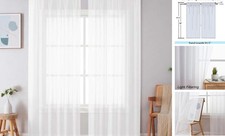Sheer Curtains 90 Inches Long, Light Filtering 59"W x 90"L Pack of 2 White