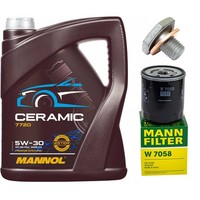 MotoröL Filter Set Mannol 5W-30 5 Liter + Schraube FüR Citroen Xsara Peugeot 306