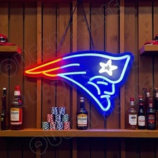 16"x8" New England Patriots LED Neon Sign With Dimmer USB Powered Light Beer VL