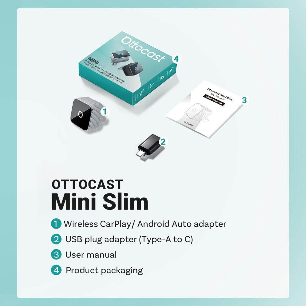 Ottocast Mini Slim CP88-T2 – Adattatore wireless per CarPlay e Android Auto New - Miniatura 7