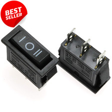 2Pcs Rocker Switch 3 Pin On Off On SPDT 16A 250V 20A 125V Black - US