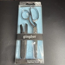 Gingher 8 inch Serrated Knife- Edge Dressmaker Shears Made In Italy