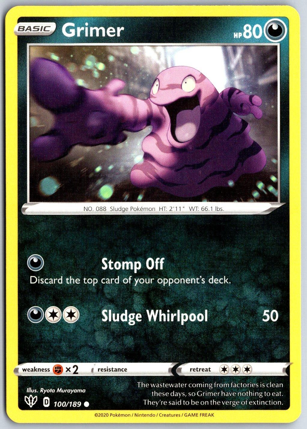Grimer 100/189 Common Darkness Ablaze Pokemon Lightly Played