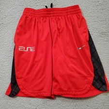 Nike Elite Shorts Boys Medium Red Black Drawstring Basketball Dri Fit Sports