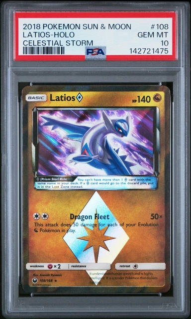 2018 POKEMON SUN & MOON CELESTIAL STORM #108 LATIOS-HOLO PSA 10