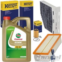 Hengst Inspektionspaket+Castrol 5W30 Passend FüR A3 8P Golf 6 Passat B7 Touran