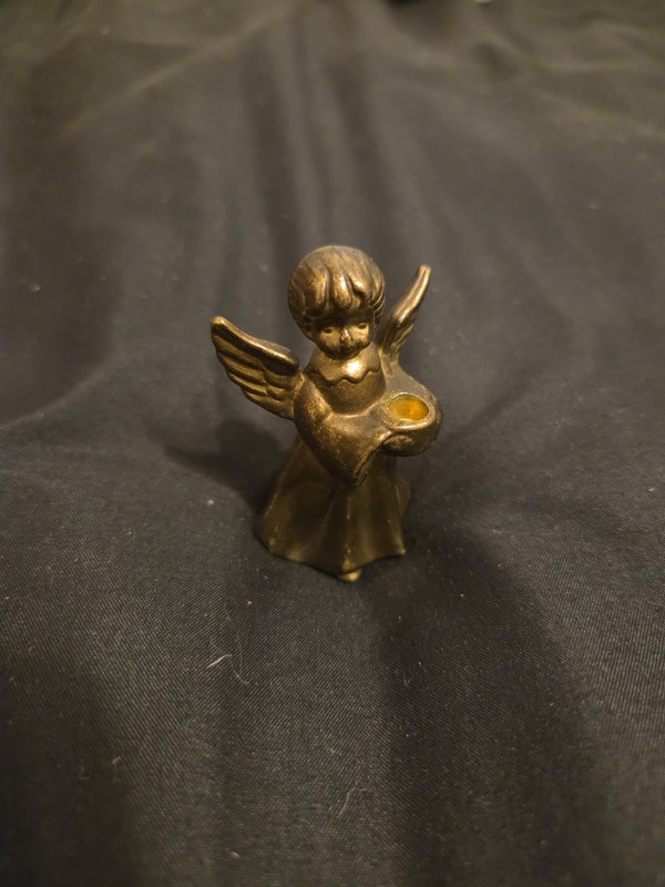 VINTAGE ANTIQUE Real Solid BRONZE ART DECO BABY ANGEL Figurine  DECOR 