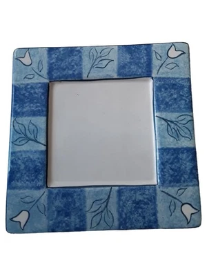 Flirt by R&B Cadre Photo Carré Bleu Carreaux 15x15 cm Porcelaine - Photo 1/4