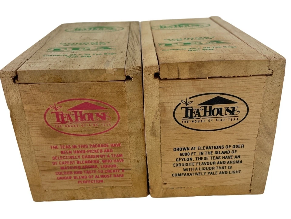 Teahouse Raspberry & English Breakfast Ceylon Tea Wooden Box w/ Slide Set of 2 - Image 4 of 4