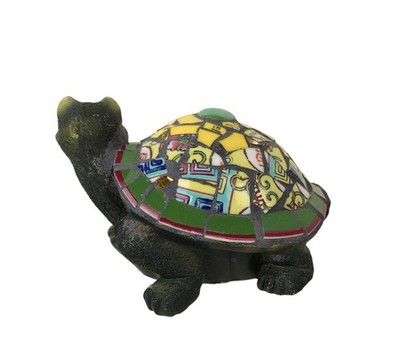 Green Resin Mosaic Turtle Figurine Broken Pottery Mirror Shards Tiles