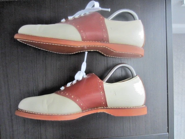 Vintage 50's/60's Women's Tan & Brown Saddle Shoes Goodyear welt size 8 - Image 4 of 4