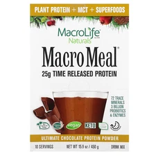 2 X Macrolife Naturals, MacroMeal Ultimate Protein Powder, Chocolate , 10 Packet