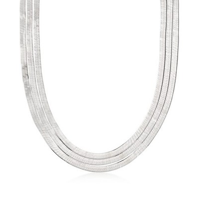 Ross-Simons Italian Sterling Silver Layered Herringbone Necklace. 18 inches