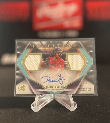 2023 Bowman Inception Druw Jones Dual Relic Patch Auto /75 #IADR-DJS