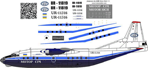 BSmodelle 100359 - 1/100 Antonov An-12B Motor Sich Calcomanía para kit modelo de avión - Imagen 5 de 12