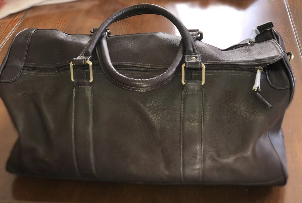 "Bolso de viaje Clava simple de cuero para gimnasio con asa superior al hombro 19""x10""x10""" Foto 3 de 4