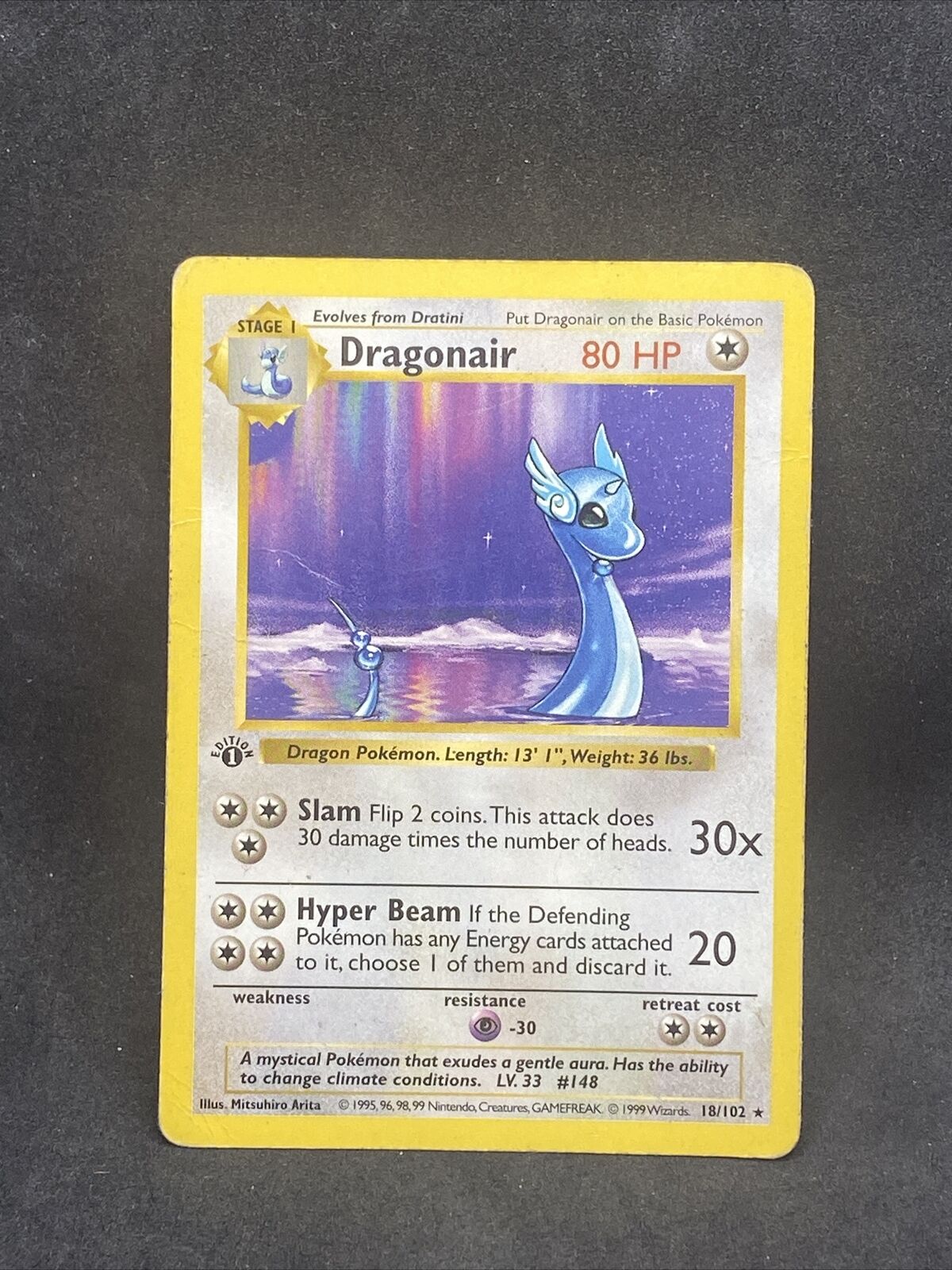 Pokemon Card Dragonair 18/102 1st Edition Shadowless Base Set