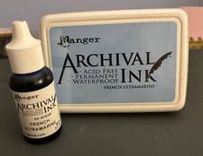 Ranger Archival FRENCH ULTRAMARINE Ink Pad  Reinker Permanent/Waterproof