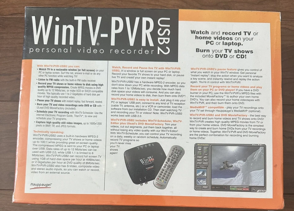 Brand New-Hauppauge WIN TV WinTV-PVR USB2 949 Personal Video Recorder System - Image 3 of 4