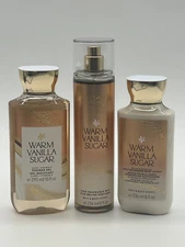Bath & Body Works WARM VANILLA SUGAR Shower Gel, Body Lotion, Fragrance Mist X3